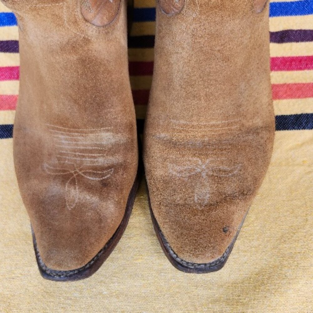 Mens Justin Suede Cowboy Boots Vintage  11B - Picture 4 of 6